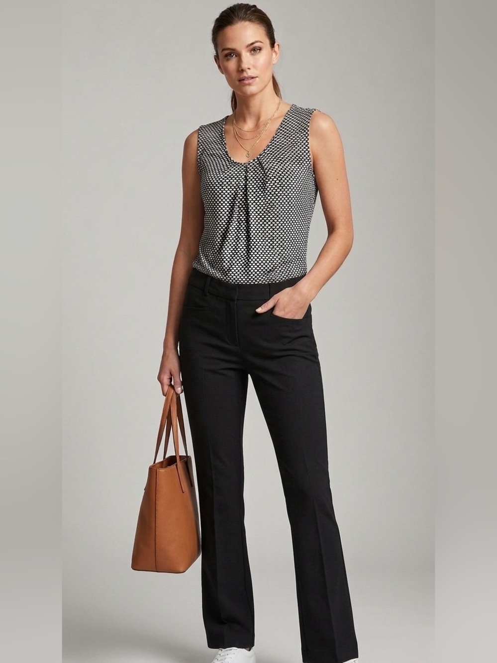 Sleeveless Black & White Geo Print Drape Tank